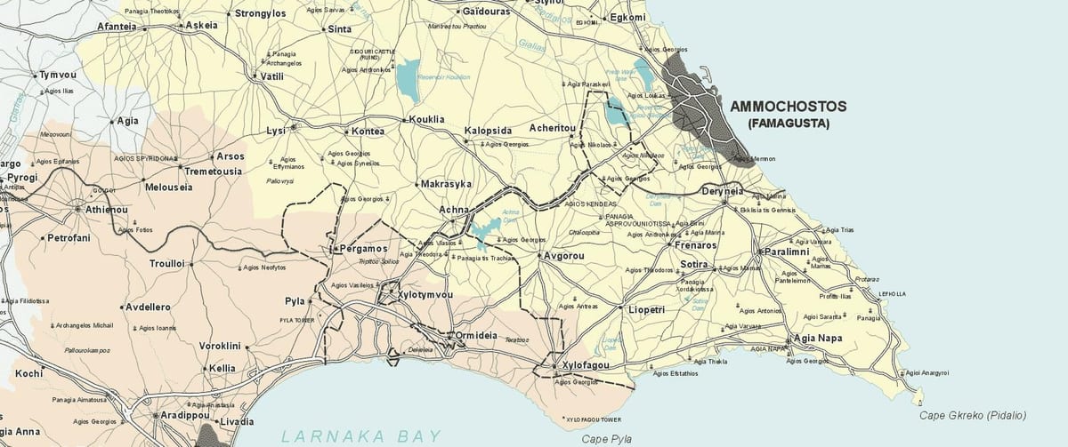 Mapa ayia napi Kipar