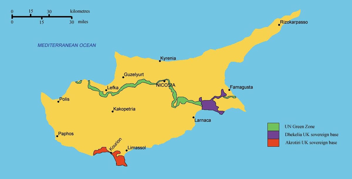 mapa južnoj Kipar