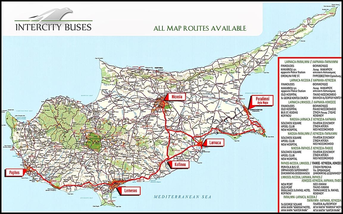 Kipar autobusnu rutu mapu
