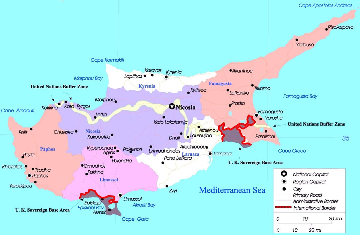 Mapa na Kipru gradova