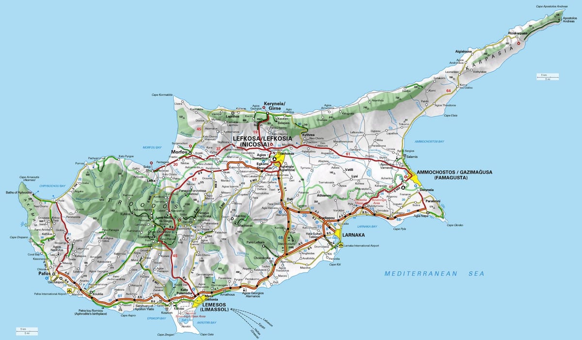 Mapa na Kipru granični prelazi