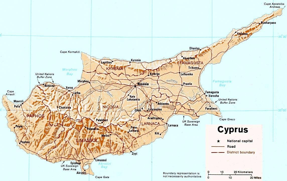 paphosu Kipar mapu turističke