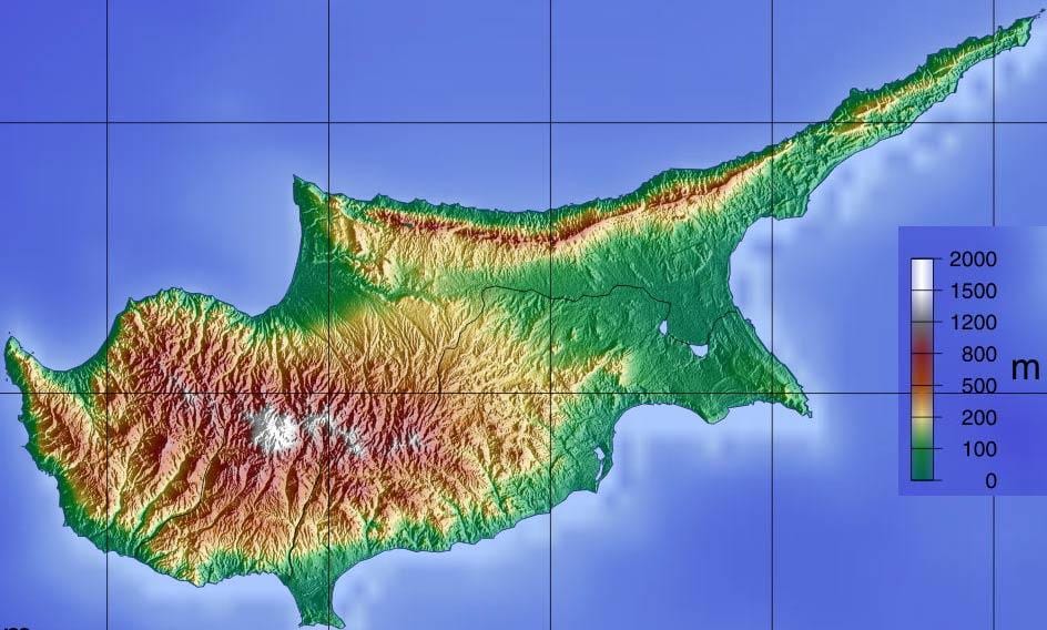 Mapa na Kipru planinama
