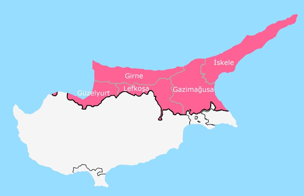 Mapa na Kipru podijeljeno