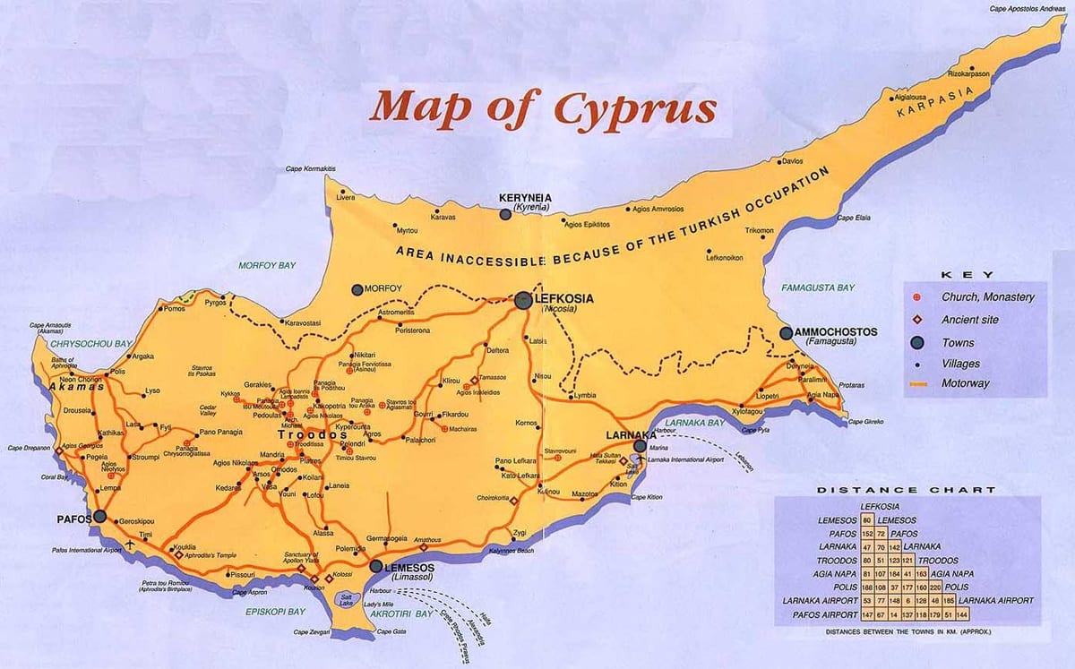 Mapa na Kipru sela
