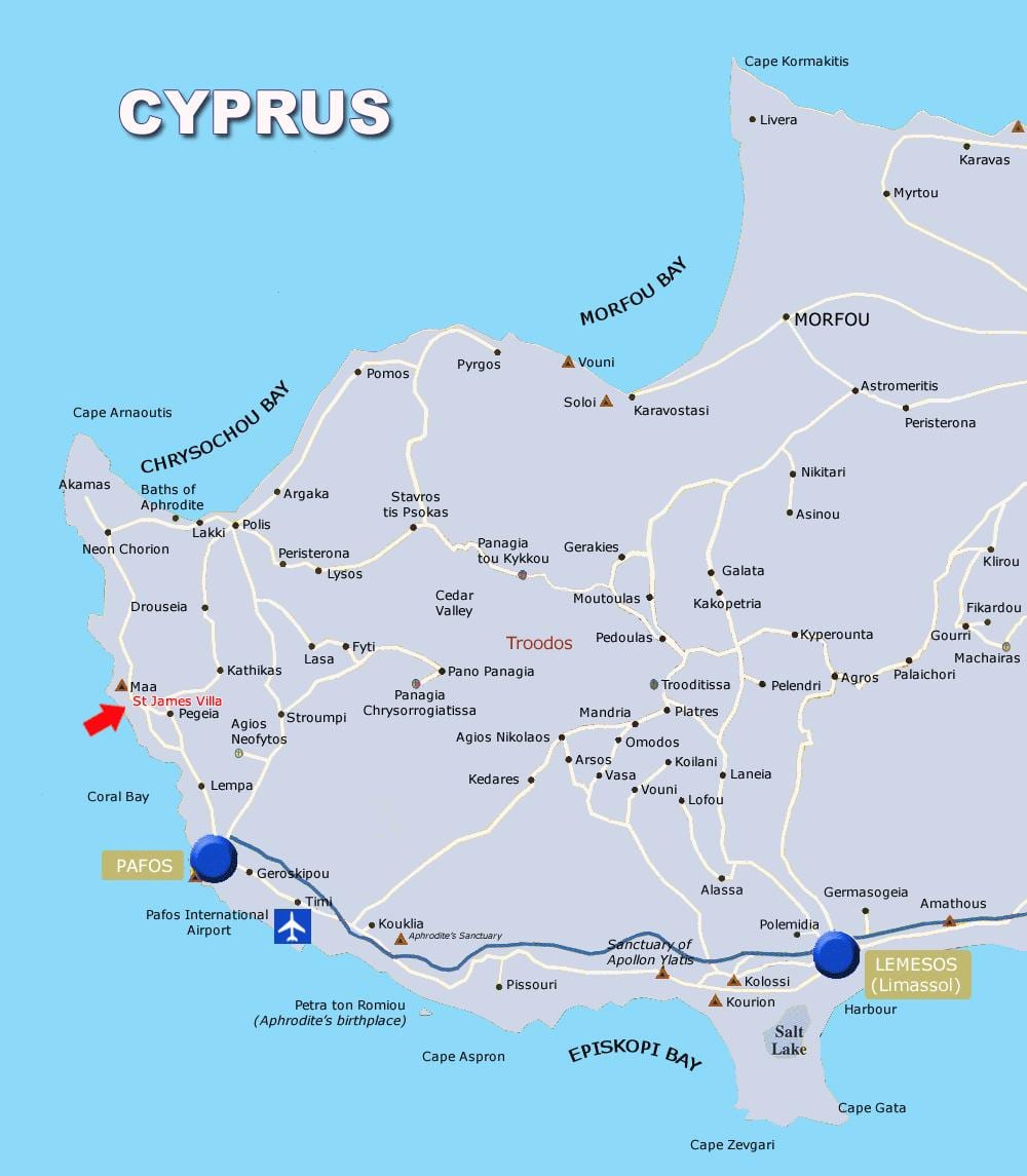 Mapa koral bay Kipar