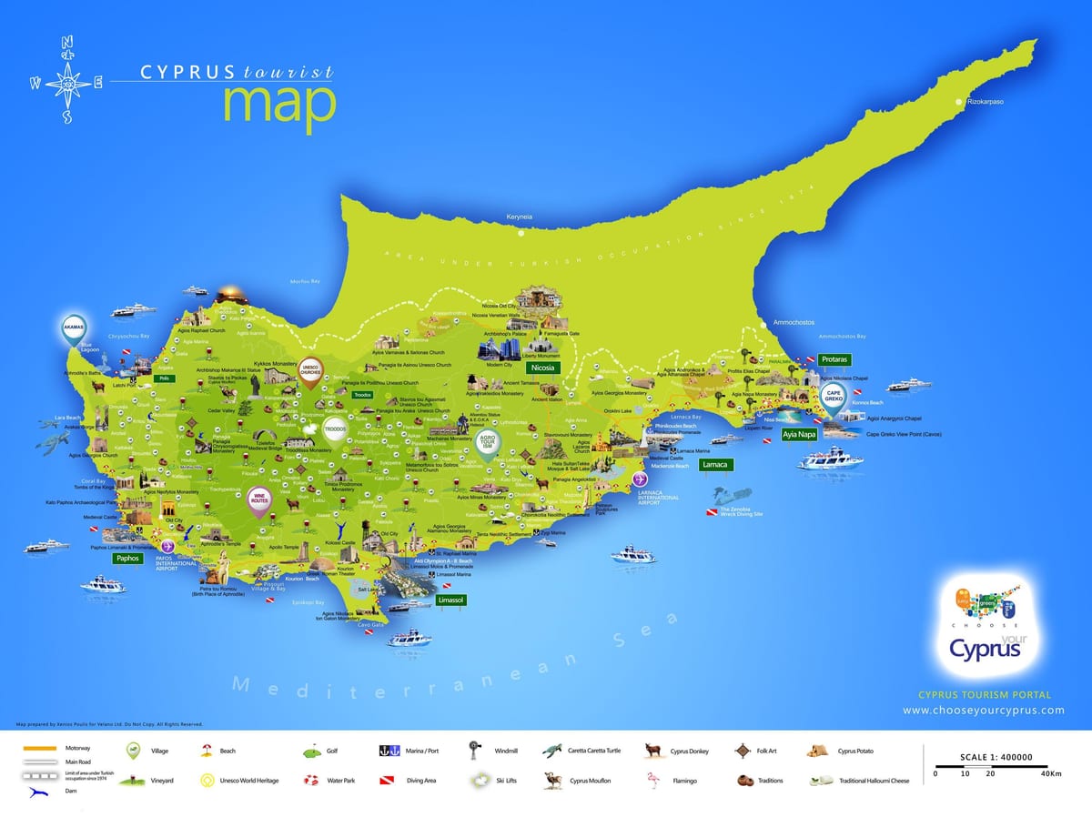 Mapa lara plaži Kipar