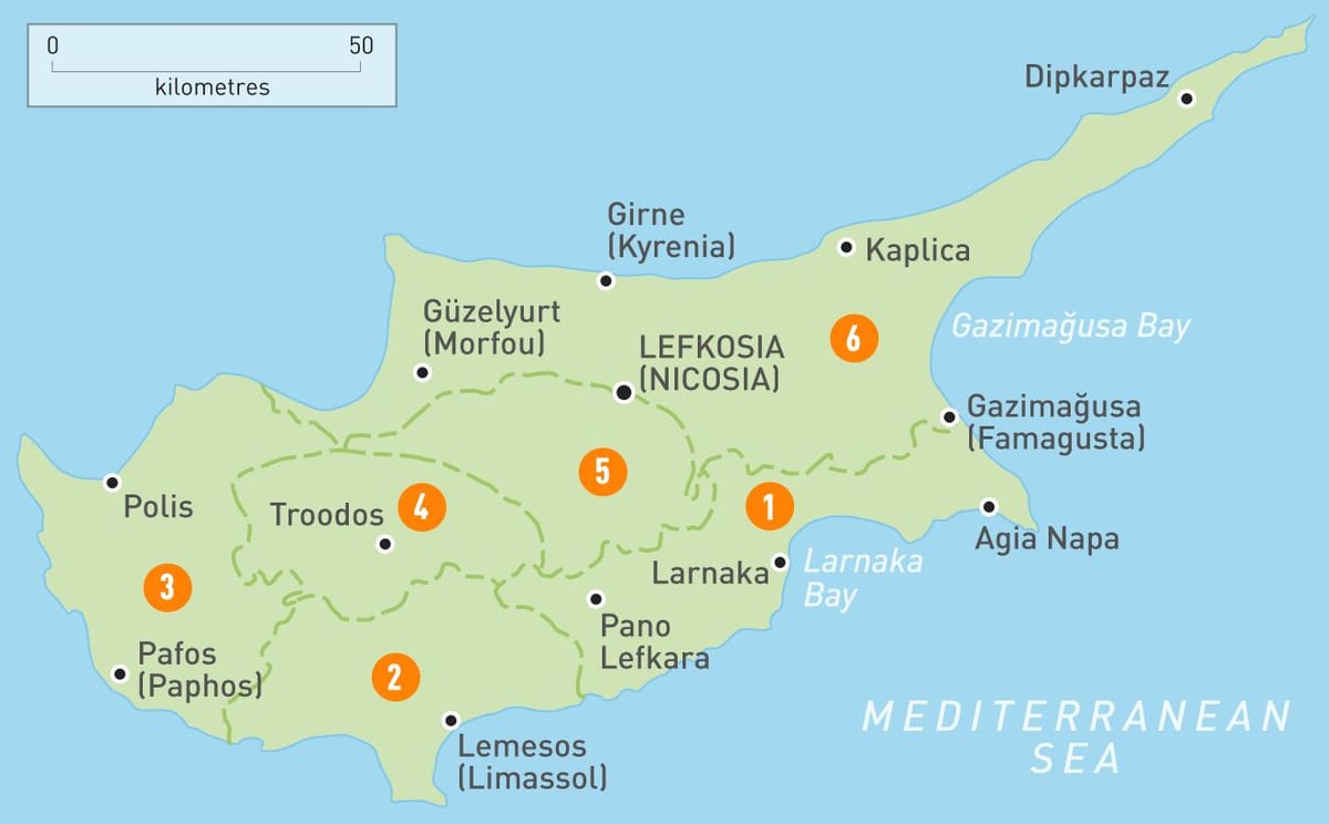 mapa na Kipru i okoline