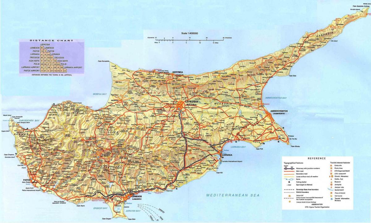 mapa na Kipru praznik odmarališta