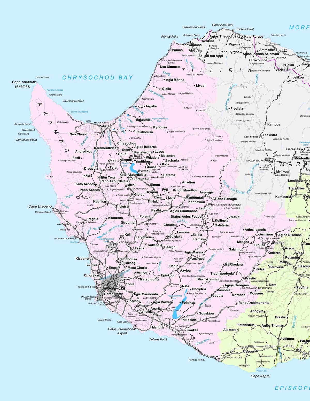 ulična mapa paphosu Kipar