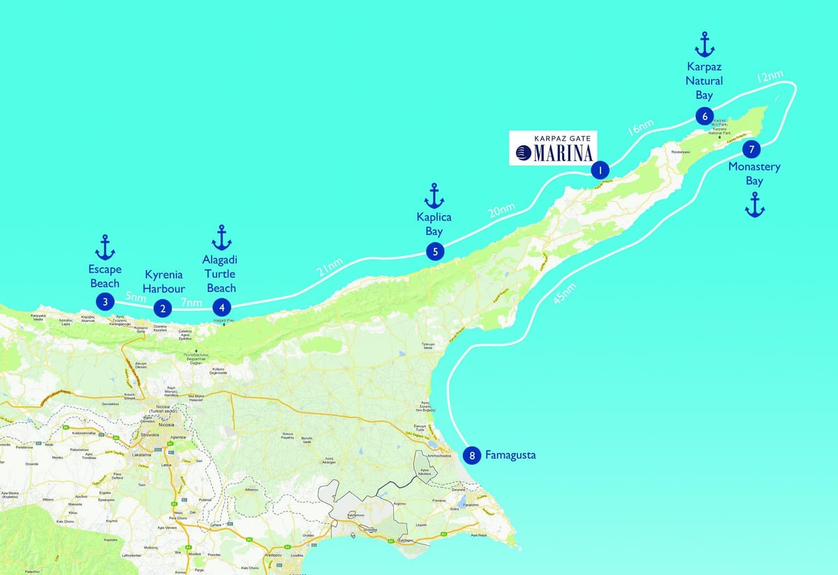 Mapa plažu Kipar