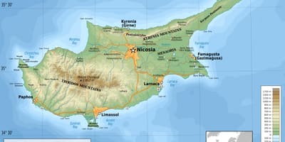 Mapa na Kipru fizički