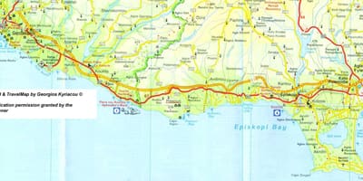 Mapa pissouri plaži Kipar 