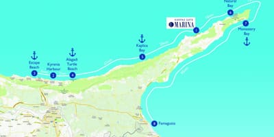 Mapa plažu Kipar